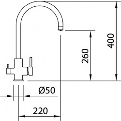 Grifo de fregadero repisa 3 vias para osmosis Round 2